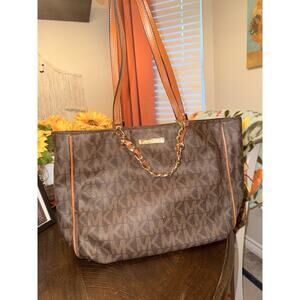 Michael Kors Women’s Harper Black Leather & Gold Hardward Tote Bag